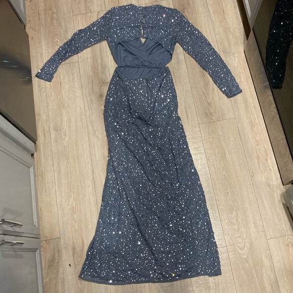 ASOS Light Blue Sequin Backless Gown Bridesmaid Formal Prom Dress Size 4 - Picture 5 of 9